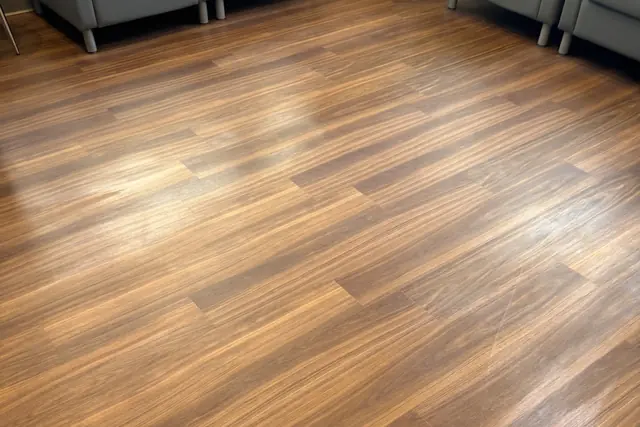 Lounge vinyl plank cleaned and polished