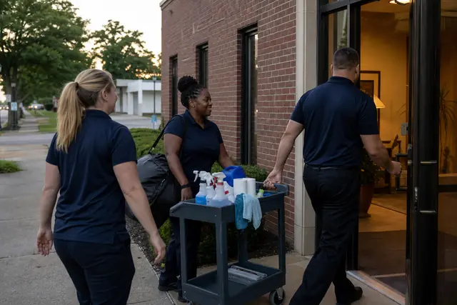 Janitorial crew delivering cleaning services in Lorain, Ohio